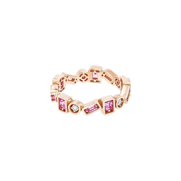 Suzanne Kalan Inlay ZigZag Pink Sapphire Eternity Band in 18K Rose Gold | Fine Rings | Coveti