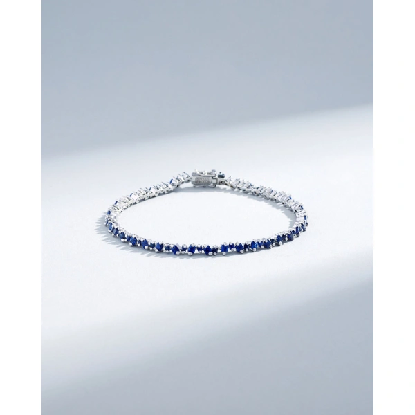 Suzanne Kalan La Fantaisie Cosmic Dark Blue Sapphire Tennis Bracelet in 18K White Gold | Fine Bracelets | Coveti
