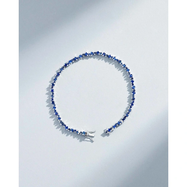 Suzanne Kalan La Fantaisie Cosmic Dark Blue Sapphire Tennis Bracelet in 18K White Gold | Fine Bracelets | Coveti