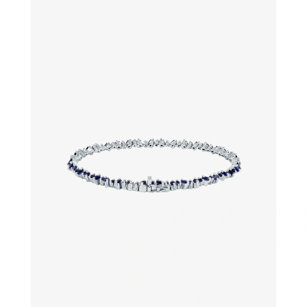 Suzanne Kalan La Fantaisie Cosmic Dark Blue Sapphire Tennis Bracelet in 18K White Gold | Fine Bracelets | Coveti
