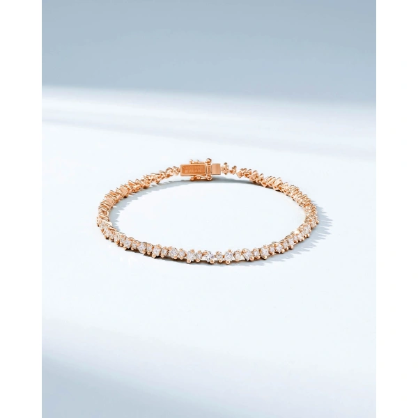 Suzanne Kalan La Fantaisie Cosmic Diamond Tennis Bracelet in 18K Rose Gold | Fine Bracelets | Coveti