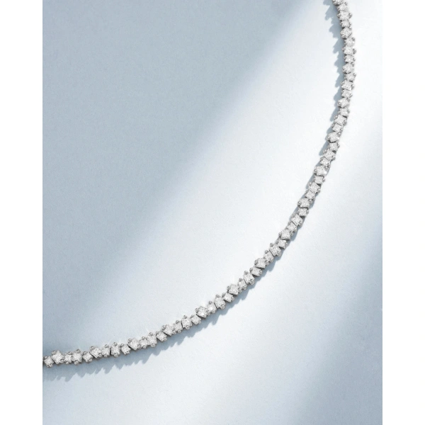 Suzanne Kalan La Fantaisie Cosmic Diamond Tennis Necklace in 18K White Gold | Fine Necklaces | Coveti