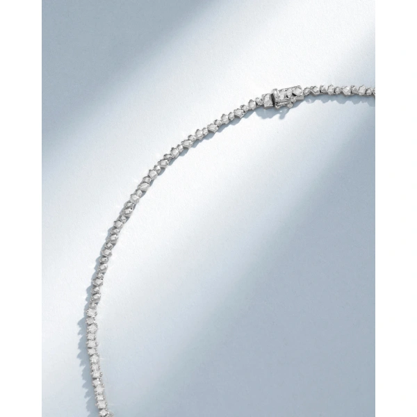 Suzanne Kalan La Fantaisie Cosmic Diamond Tennis Necklace in 18K White Gold | Fine Necklaces | Coveti