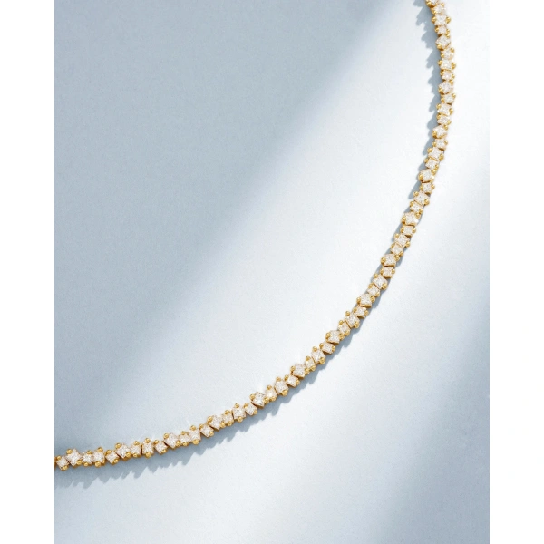 Suzanne Kalan La Fantaisie Cosmic Diamond Tennis Necklace in 18K Yellow Gold | Fine Necklaces | Coveti