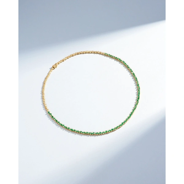 Suzanne Kalan La Fantaisie Cosmic Emerald Tennis Necklace in 18K Yellow Gold | Fine Necklaces | Coveti