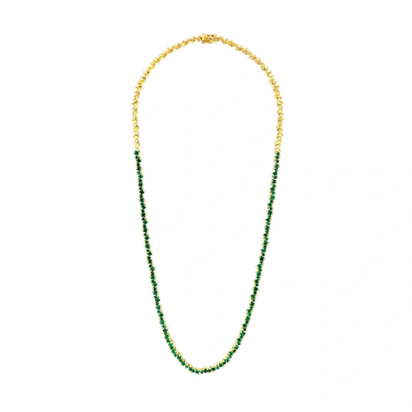 Suzanne Kalan La Fantaisie Cosmic Emerald Tennis Necklace in 18K Yellow Gold | Fine Necklaces | Coveti