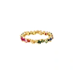Suzanne Kalan La Fantaisie Cosmic Eternity Band in 18K Yellow Gold, Rainbow Sapphire | Fine Rings | Coveti