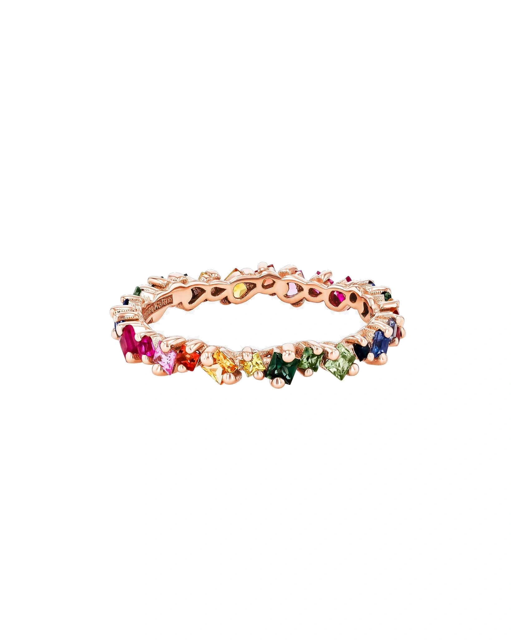 Suzanne Kalan La Fantaisie Cosmic Rainbow Sapphire Eternity Band in 18K Rose Gold Suzanne Kalan La Fantaisie Cosmic Rainbow Sapphire Eternity Band in 18K Rose Gold | Fine Rings | Coveti