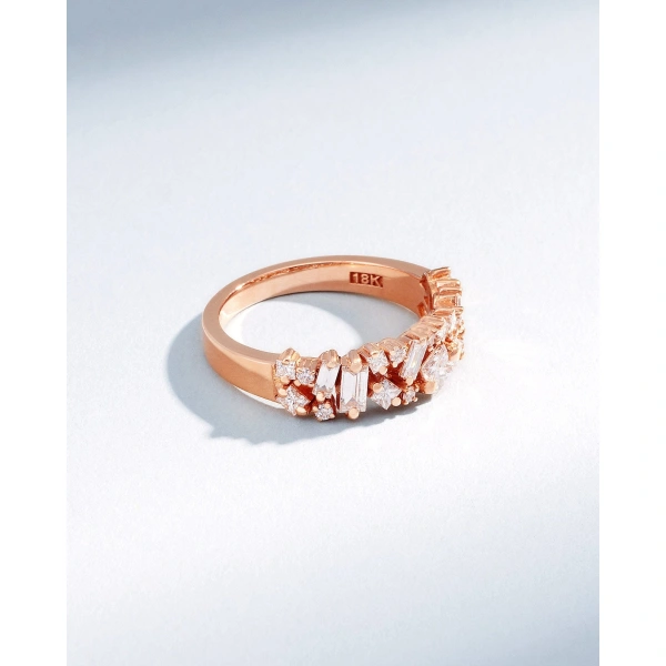 Suzanne Kalan La Fantaisie Diamond Half Band in 18K Rose Gold | Fine Rings | Coveti