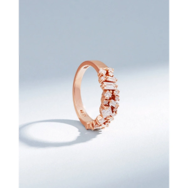 Suzanne Kalan La Fantaisie Diamond Half Band in 18K Rose Gold | Fine Rings | Coveti