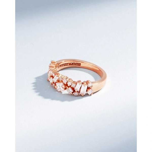 Suzanne Kalan La Fantaisie Diamond Half Band in 18K Rose Gold | Fine Rings | Coveti