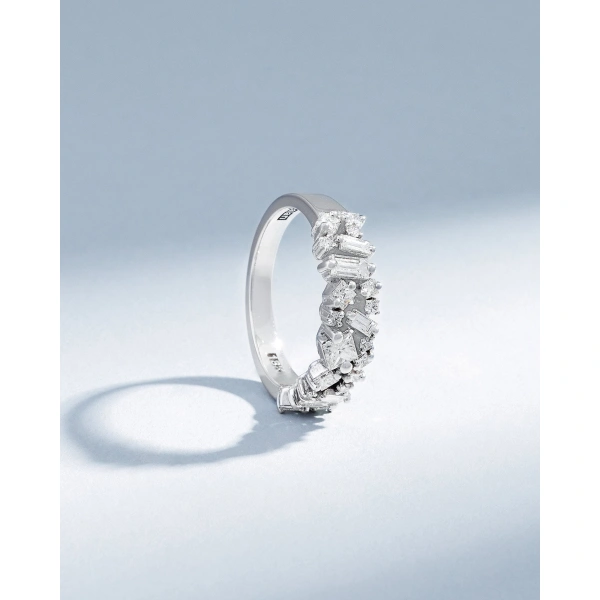 Suzanne Kalan La Fantaisie Diamond Half Band in 18K White Gold | Fine Rings | Coveti