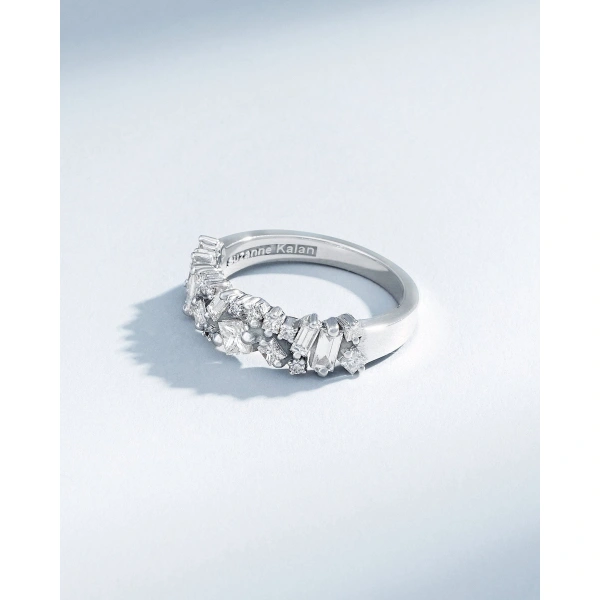 Suzanne Kalan La Fantaisie Diamond Half Band in 18K White Gold | Fine Rings | Coveti