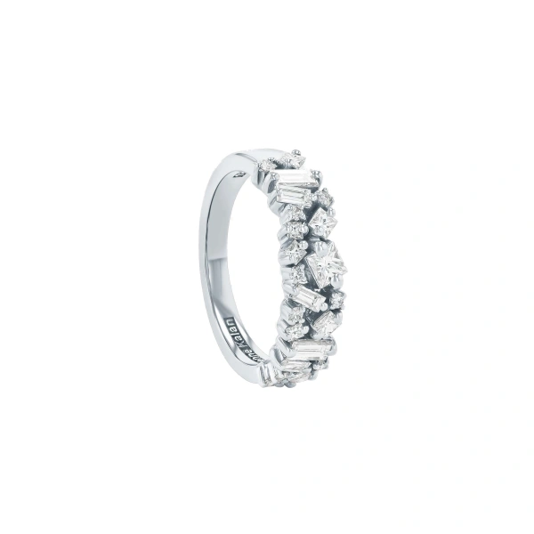 Suzanne Kalan La Fantaisie Diamond Half Band in 18K White Gold | Fine Rings | Coveti