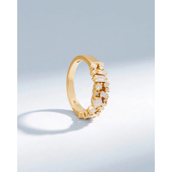 Suzanne Kalan La Fantaisie Diamond Half Band in 18K Yellow Gold | Fine Rings | Coveti