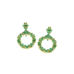 Suzanne Kalan La Fantaisie Eclipse Drop Earrings in 18K Yellow Gold, Emerald | Fine Earrings | Coveti