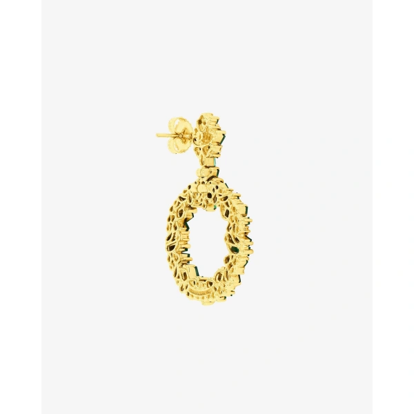 Suzanne Kalan La Fantaisie Eclipse Emerald Drop Earrings in 18K Yellow Gold | Fine Earrings | Coveti