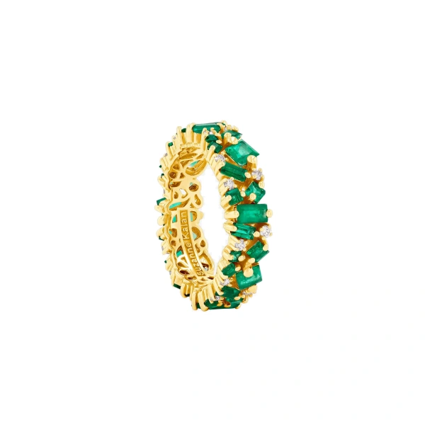 Suzanne Kalan La Fantaisie Emerald Eternity Band in 18K Yellow Gold | Fine Rings | Coveti