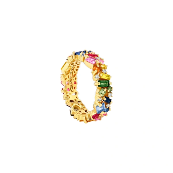 La Fantaisie Eternity Band in 18K Yellow Gold, Rainbow Sapphire