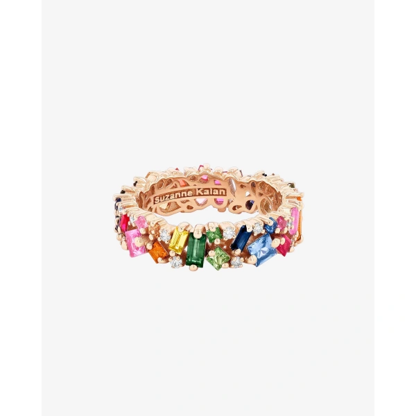 Suzanne Kalan La Fantaisie Rainbow Sapphire Eternity Band in 18K Rose Gold | Fine Rings | Coveti