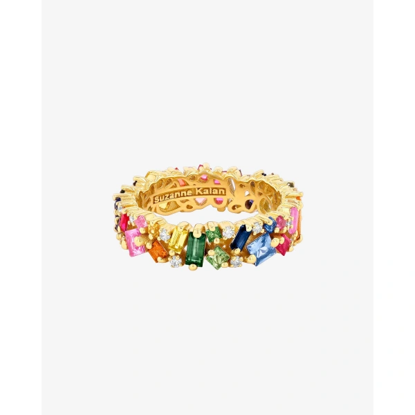 Suzanne Kalan La Fantaisie Rainbow Sapphire Eternity Band in 18K Yellow Gold | Fine Rings | Coveti