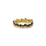 Suzanne Kalan La Fantaisie Short Stack Black Sapphire Eternity Band in 18K Yellow Gold | Fine Rings | Coveti