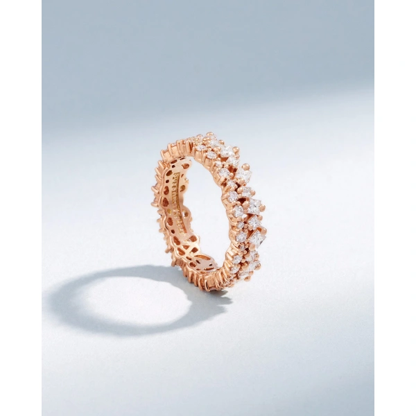 Suzanne Kalan La Fantaisie Short Stack Diamond Eternity Band in 18K Rose Gold | Fine Rings | Coveti