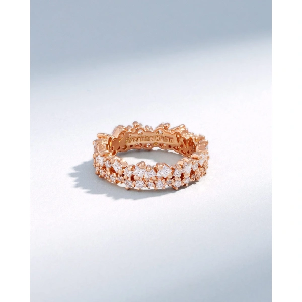 Suzanne Kalan La Fantaisie Short Stack Diamond Eternity Band in 18K Rose Gold | Fine Rings | Coveti