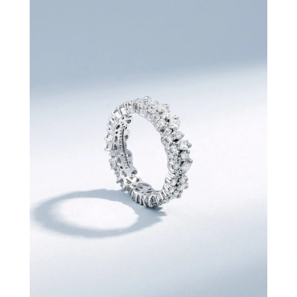 Suzanne Kalan La Fantaisie Short Stack Diamond Eternity Band in 18K White Gold | Fine Rings | Coveti
