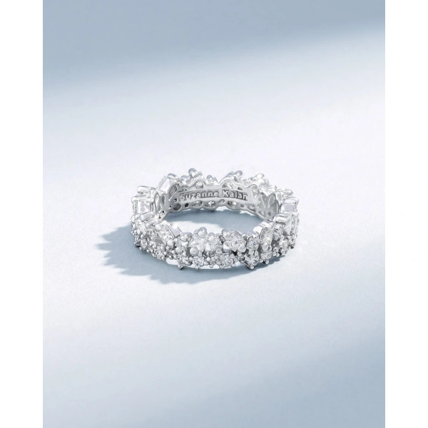 Suzanne Kalan La Fantaisie Short Stack Diamond Eternity Band in 18K White Gold | Fine Rings | Coveti