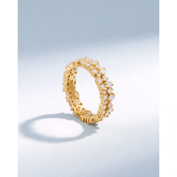 Suzanne Kalan La Fantaisie Short Stack Diamond Eternity Band in 18K Yellow Gold | Fine Rings | Coveti