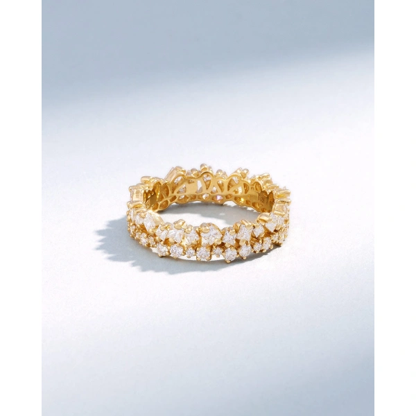Suzanne Kalan La Fantaisie Short Stack Diamond Eternity Band in 18K Yellow Gold | Fine Rings | Coveti