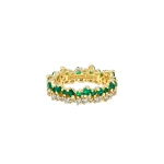 Suzanne Kalan La Fantaisie Short Stack Emerald Eternity Band in 18K Yellow Gold | Fine Rings | Coveti