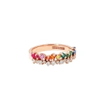 Suzanne Kalan La Fantaisie Short Stack Rainbow Sapphire Half Band in 18K Rose Gold | Fine Rings | Coveti
