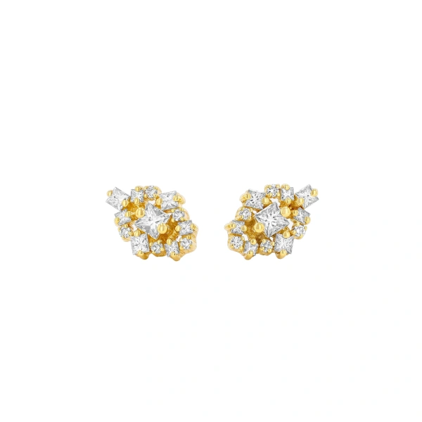 Suzanne Kalan La Fantaisie Star Diamond Studs in 18K Yellow Gold | Fine Earrings | Coveti