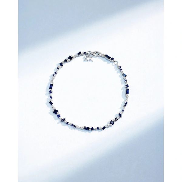 Suzanne Kalan La Fantaisie Star Dust Dark Blue Sapphire Bracelet in 18K White Gold | Fine Bracelets | Coveti