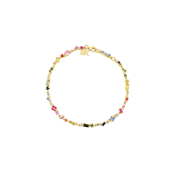 Suzanne Kalan La Fantaisie Star Dust Rainbow Sapphire Bracelet in 18K Yellow Gold | Fine Bracelets | Coveti