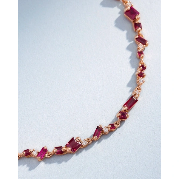 Suzanne Kalan La Fantaisie Star Dust Ruby Bracelet in 18K Rose Gold | Fine Bracelets | Coveti