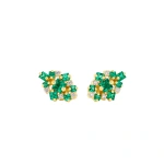 Suzanne Kalan La Fantaisie Star Emerald Studs in 18K Yellow Gold | Fine Earrings | Coveti