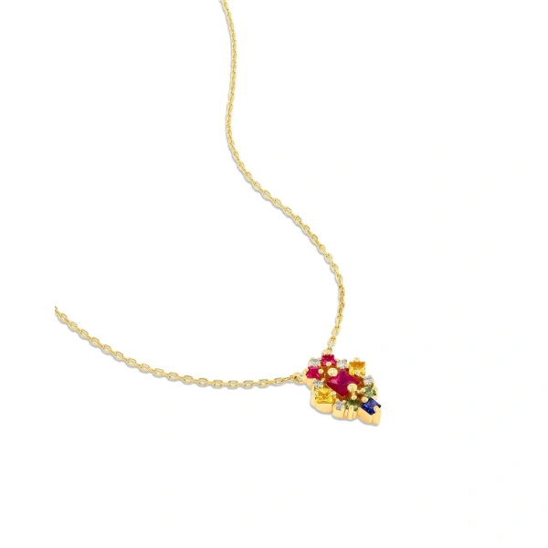 La Fantaisie Star Pendant in 18K Yellow Gold, Rainbow Sapphire