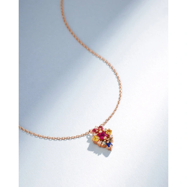Suzanne Kalan La Fantaisie Star Rainbow Sapphire Pendant in 18K Rose Gold | Fine Necklaces | Coveti