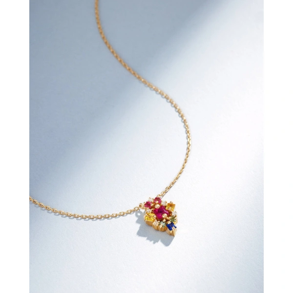 Suzanne Kalan La Fantaisie Star Rainbow Sapphire Pendant in 18K Yellow Gold | Fine Necklaces | Coveti