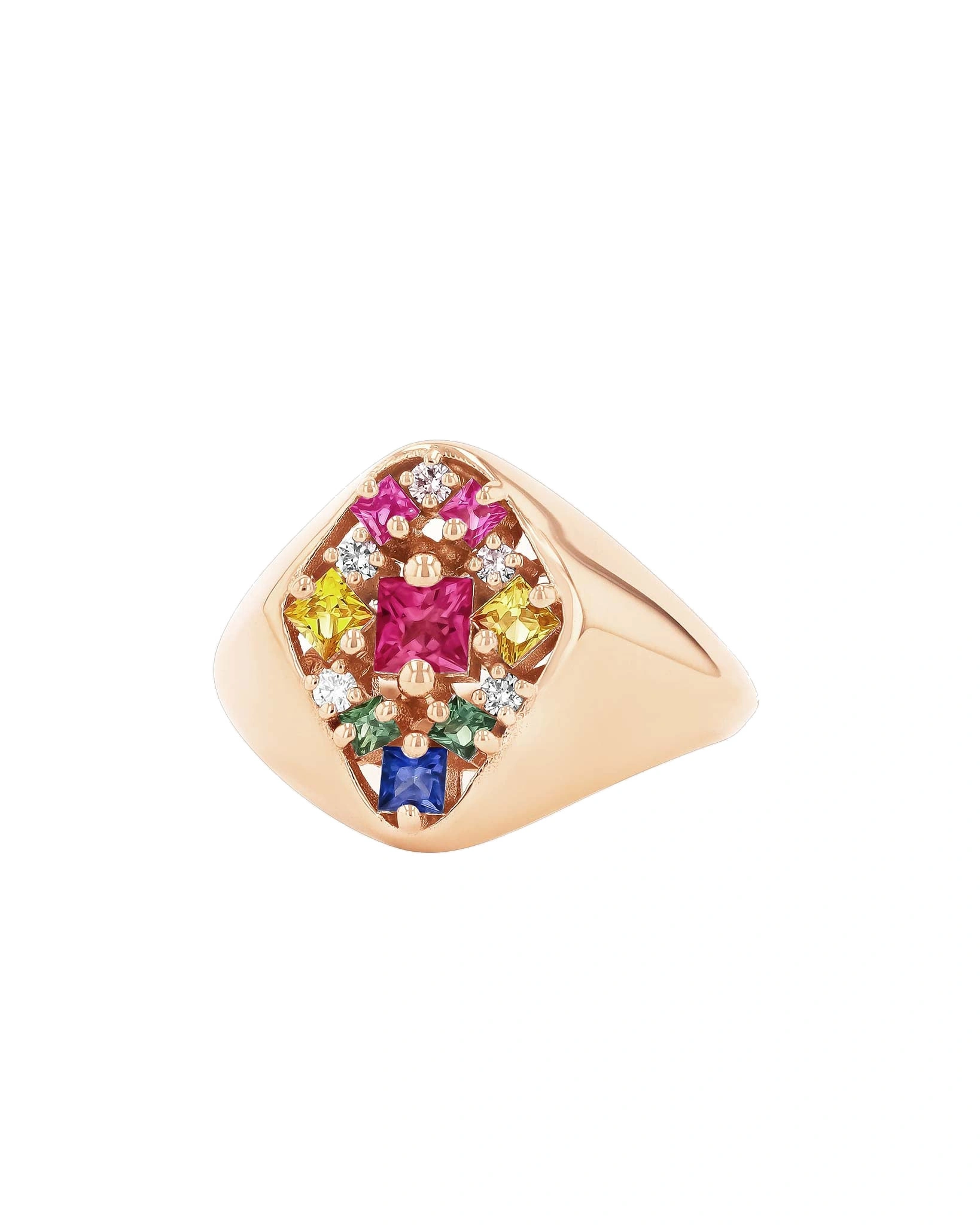 Suzanne Kalan La Fantaisie Star Rainbow Sapphire Signet Ring in 18K Rose Gold Suzanne Kalan La Fantaisie Star Rainbow Sapphire Signet Ring in 18K Rose Gold | Fine Rings | Coveti