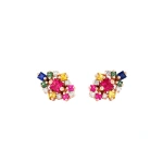 Suzanne Kalan La Fantaisie Star Rainbow Sapphire Studs in 18K Rose Gold | Fine Earrings | Coveti