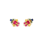Suzanne Kalan La Fantaisie Star Rainbow Sapphire Studs in 18K Yellow Gold | Fine Earrings | Coveti