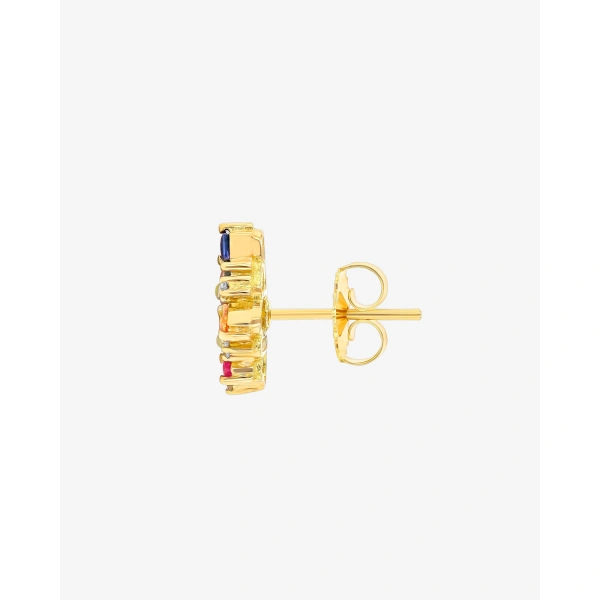 Suzanne Kalan La Fantaisie Star Rainbow Sapphire Studs in 18K Yellow Gold | Fine Earrings | Coveti