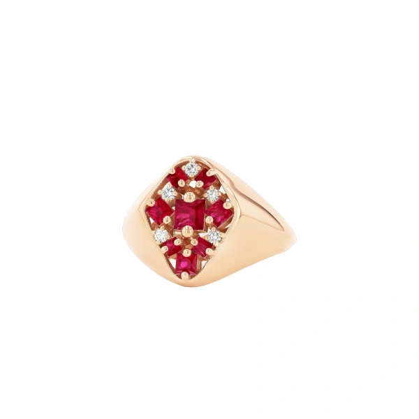 La Fantaisie Star Signet Ring in 18K Rose Gold, Rudy