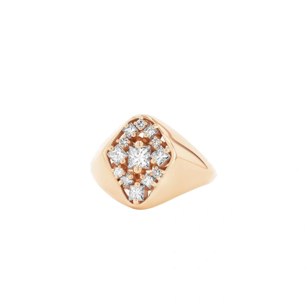 La Fantaisie Star Signet Ring in 18K Rose Gold