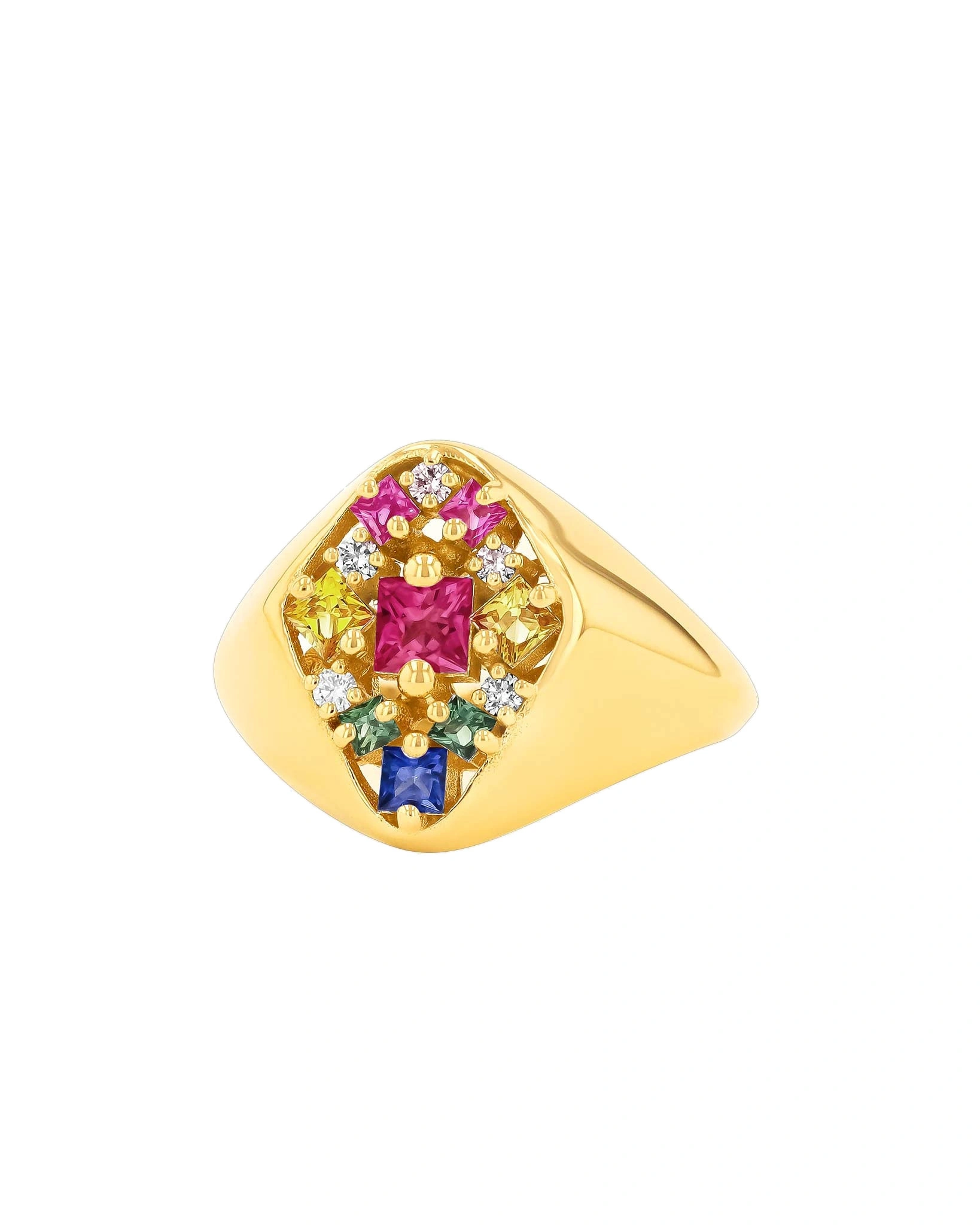 Suzanne Kalan La Fantaisie Star Signet Ring in 18K Yellow Gold, Rainbow Sapphire Suzanne Kalan La Fantaisie Star Signet Ring in 18K Yellow Gold, Rainbow Sapphire | Fine Rings | Coveti