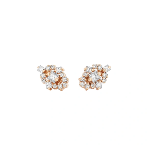 Suzanne Kalan La Fantaisie Star Studs in 18K Rose Gold | Fine Earrings | Coveti
